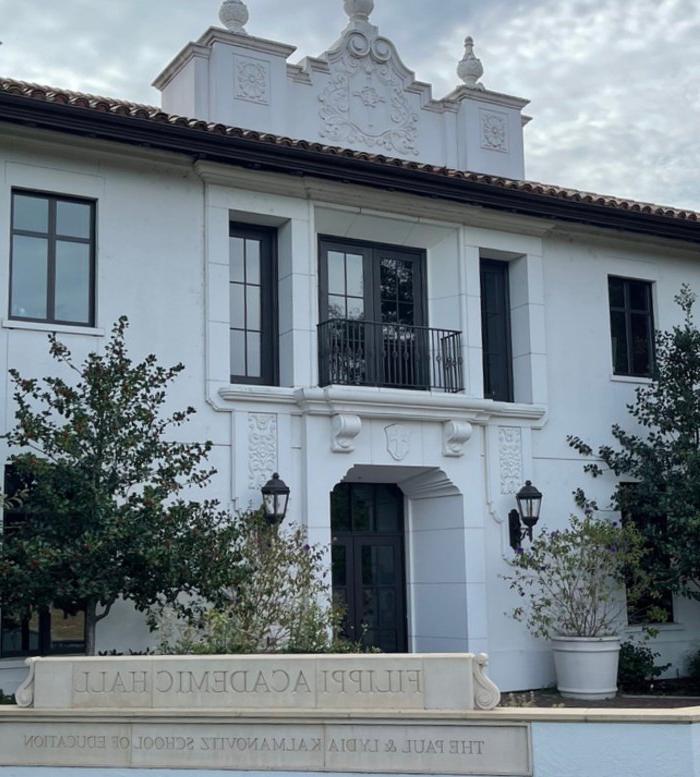 Image of the entrance to Filippi Academic Hall